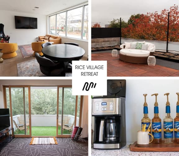 4BR Rice Village w/Rooftop Deck & BBQ, Sleeps 12